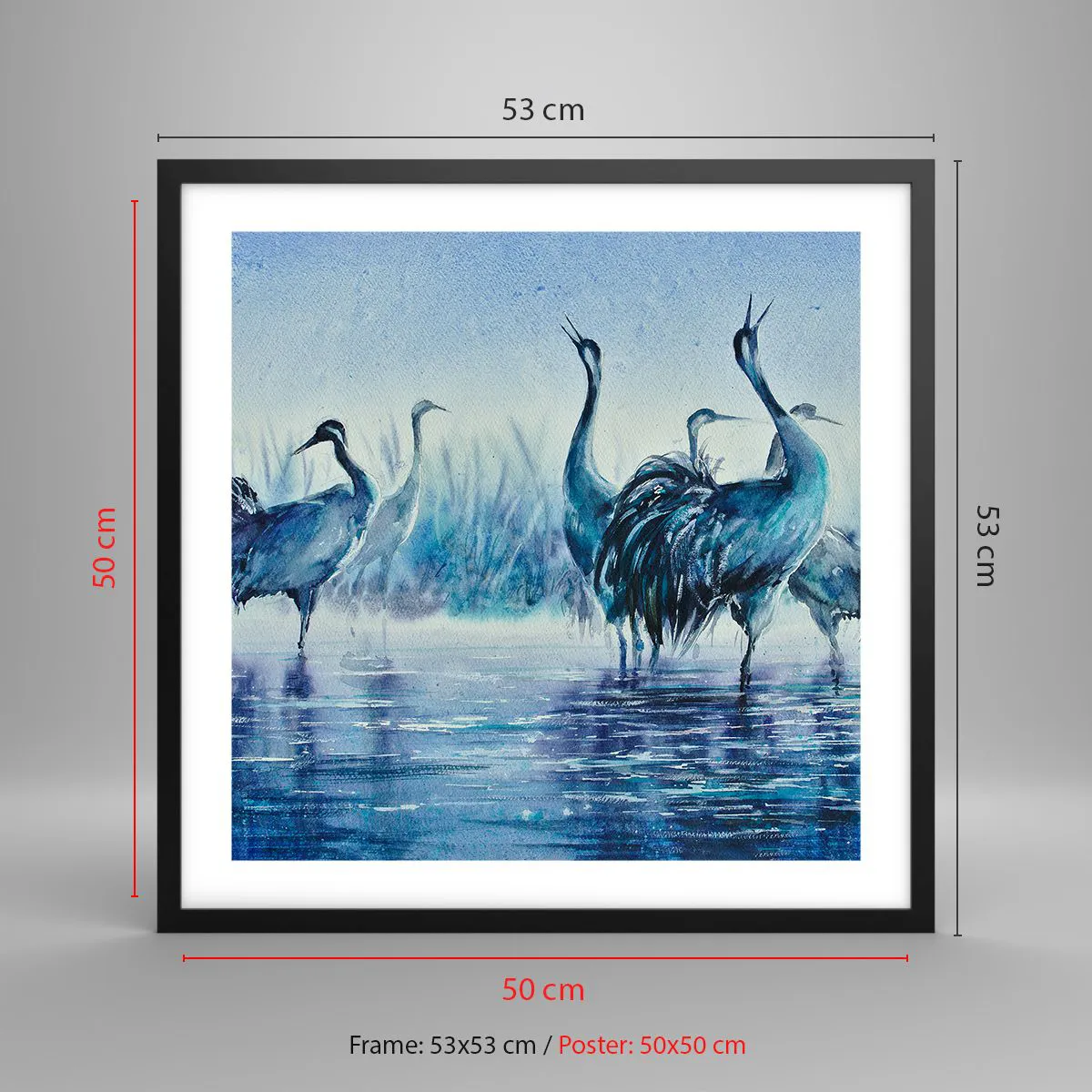 Pôster com moldura preta - Reunião matinal - 50x50 cm