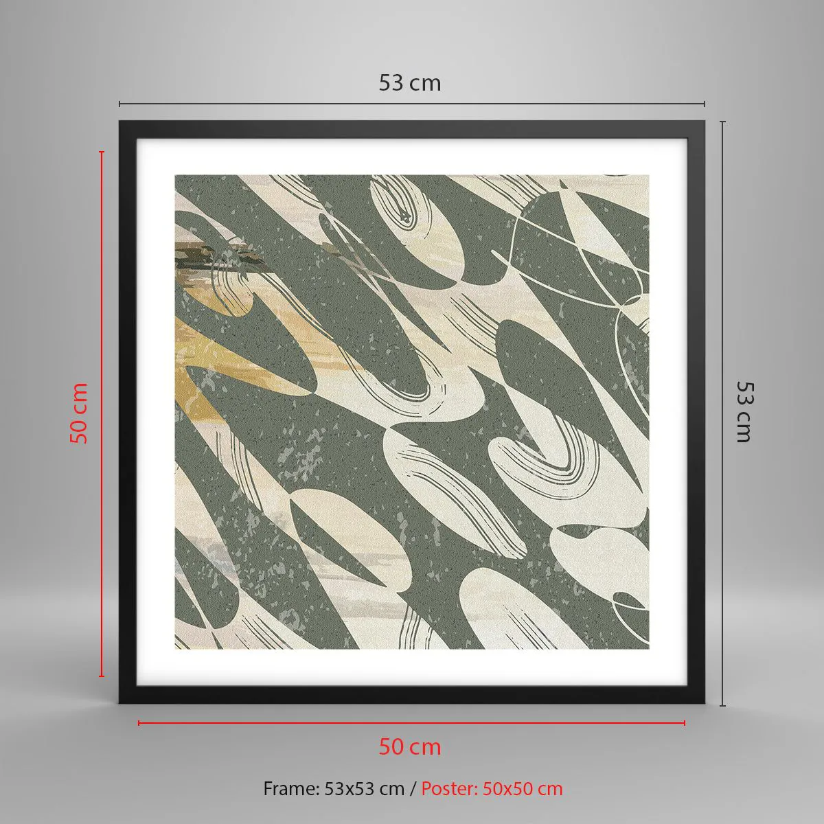 Poster in een zwarte lijst - Ritmische abstractie - 50x50 cm