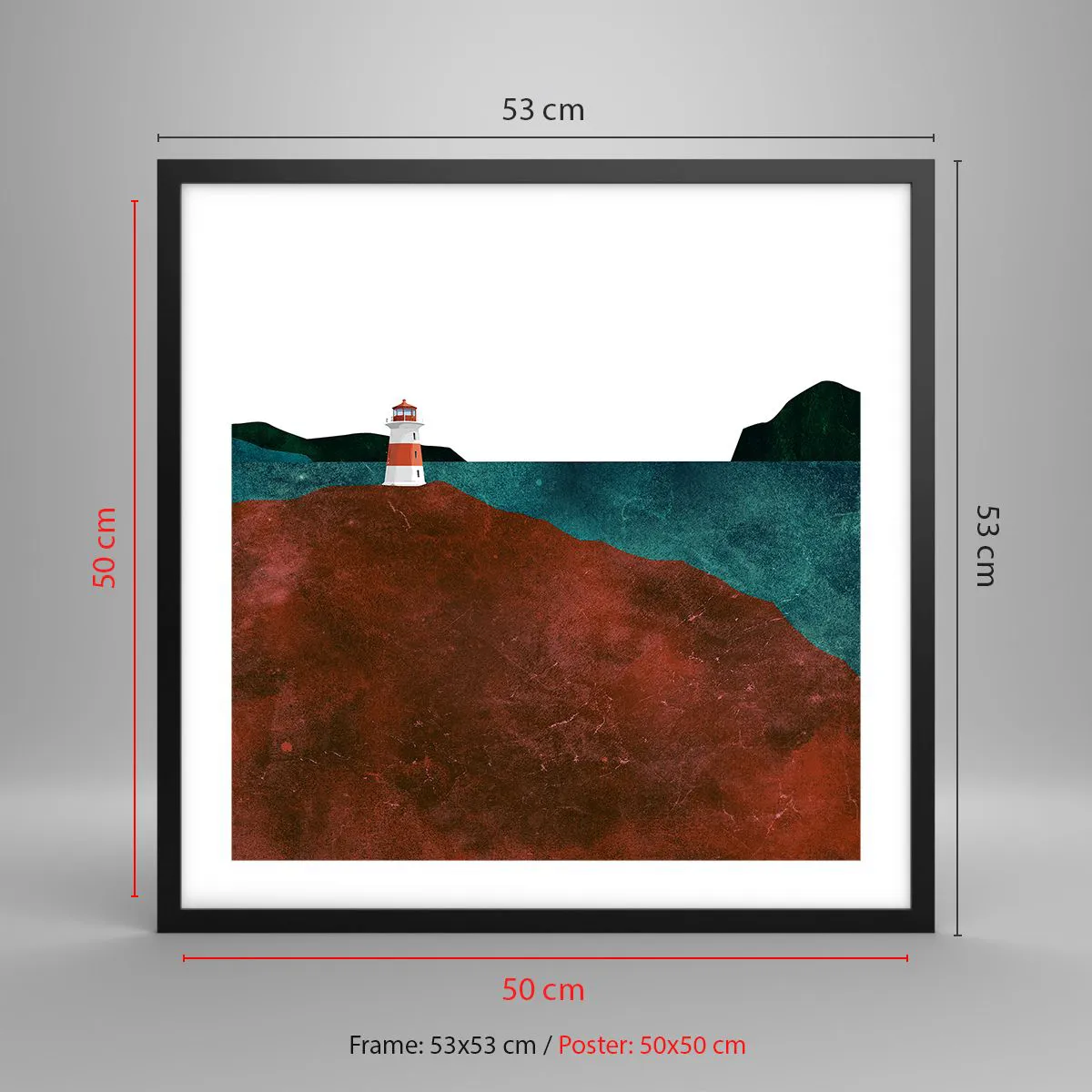 Plakat i sort ramme - Med blikket rettet mod havet - 50x50 cm