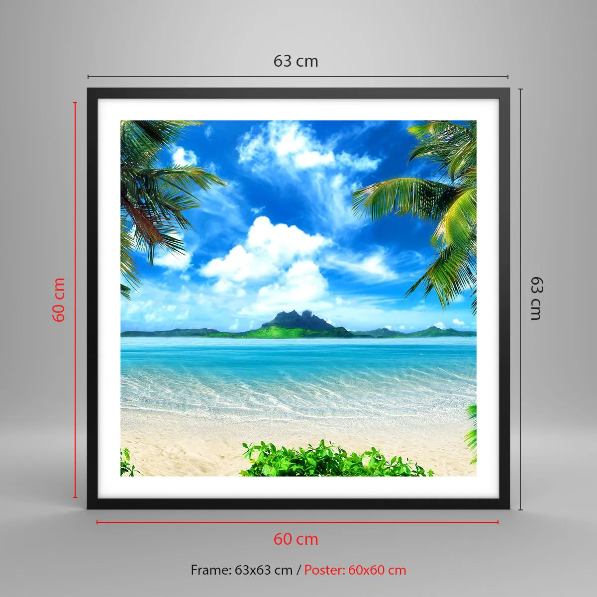 Plakat w czarnej ramie - Lazur tropików - 60x60 cm