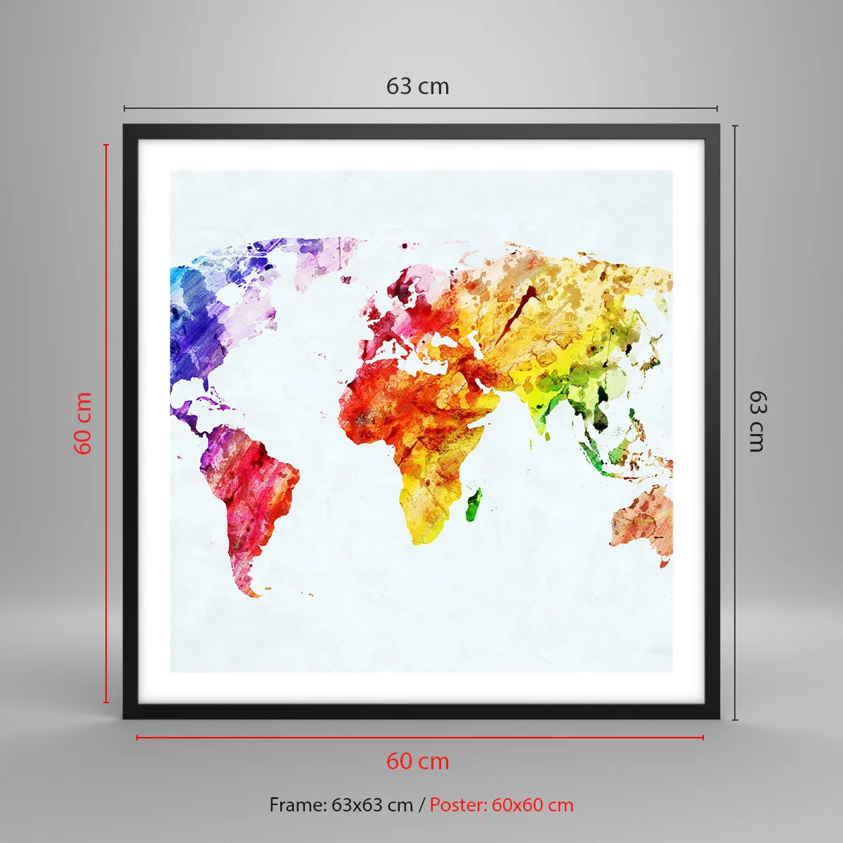 Poster in cornice nera - Tutti i colori del mondo - 60x60 cm