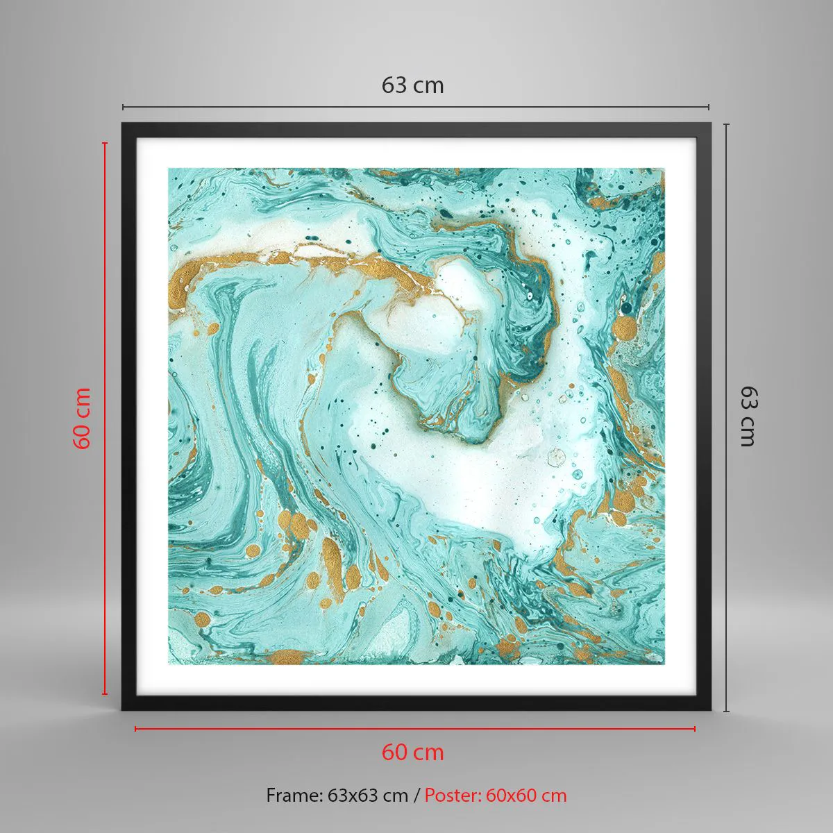 Plakat i sort ramme - Under den store bølge i Edo-perioden - 60x60 cm