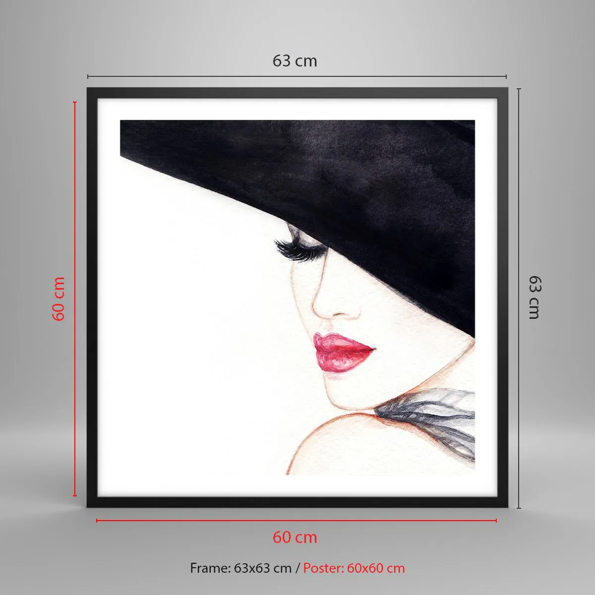Affisch i svart ram - Elegans och sensualitet - 60x60 cm