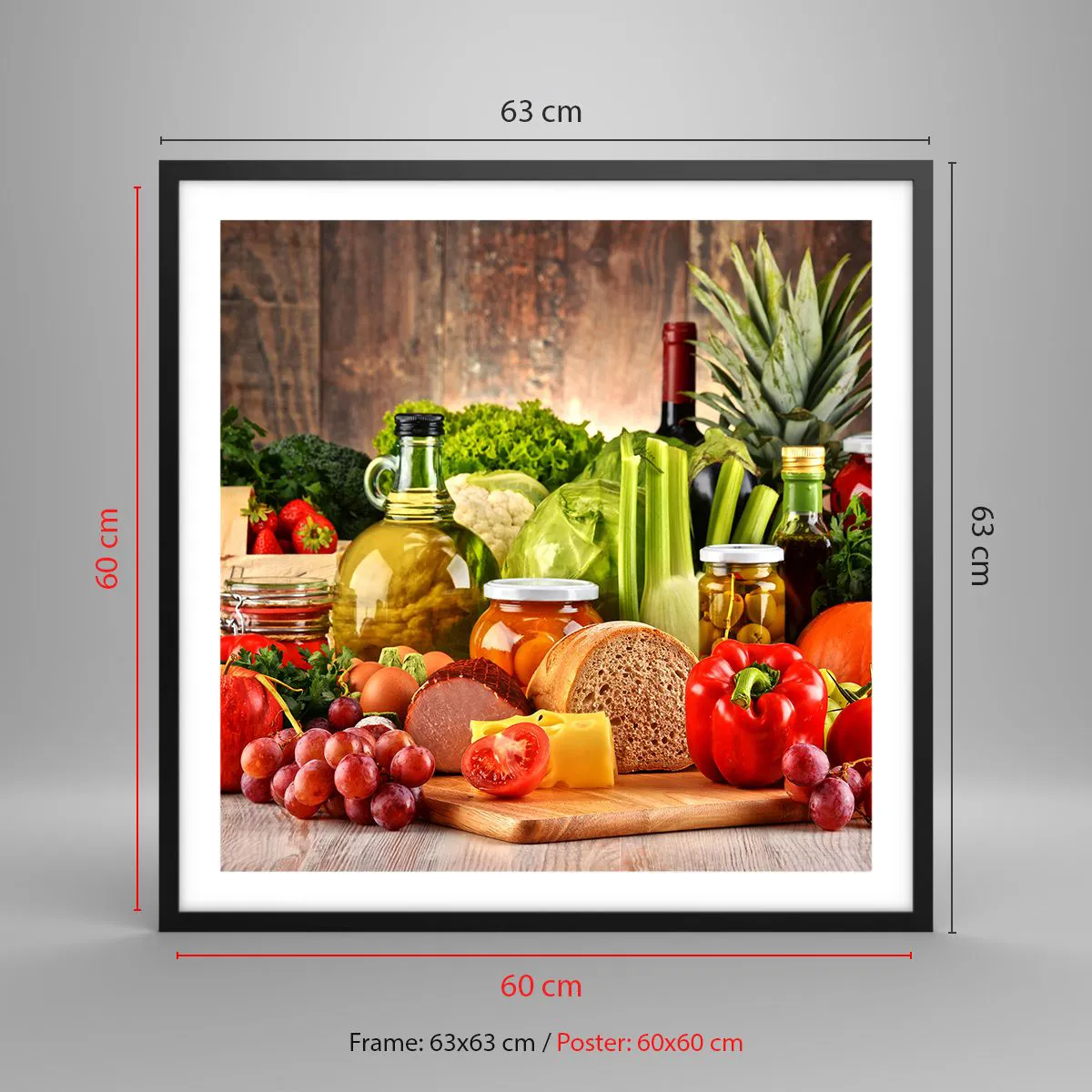 Plagát v čiernom ráme - Údené, pečené, marinované - 60x60 cm