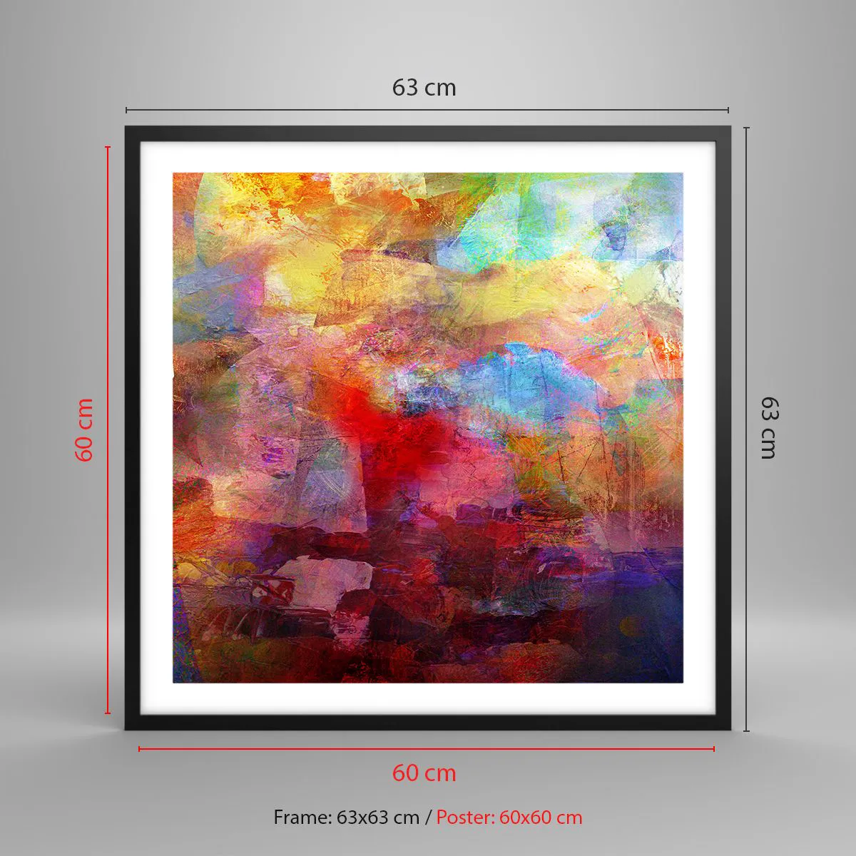 Plakat i sort ramme - Et kig ind i regnbuen - 60x60 cm