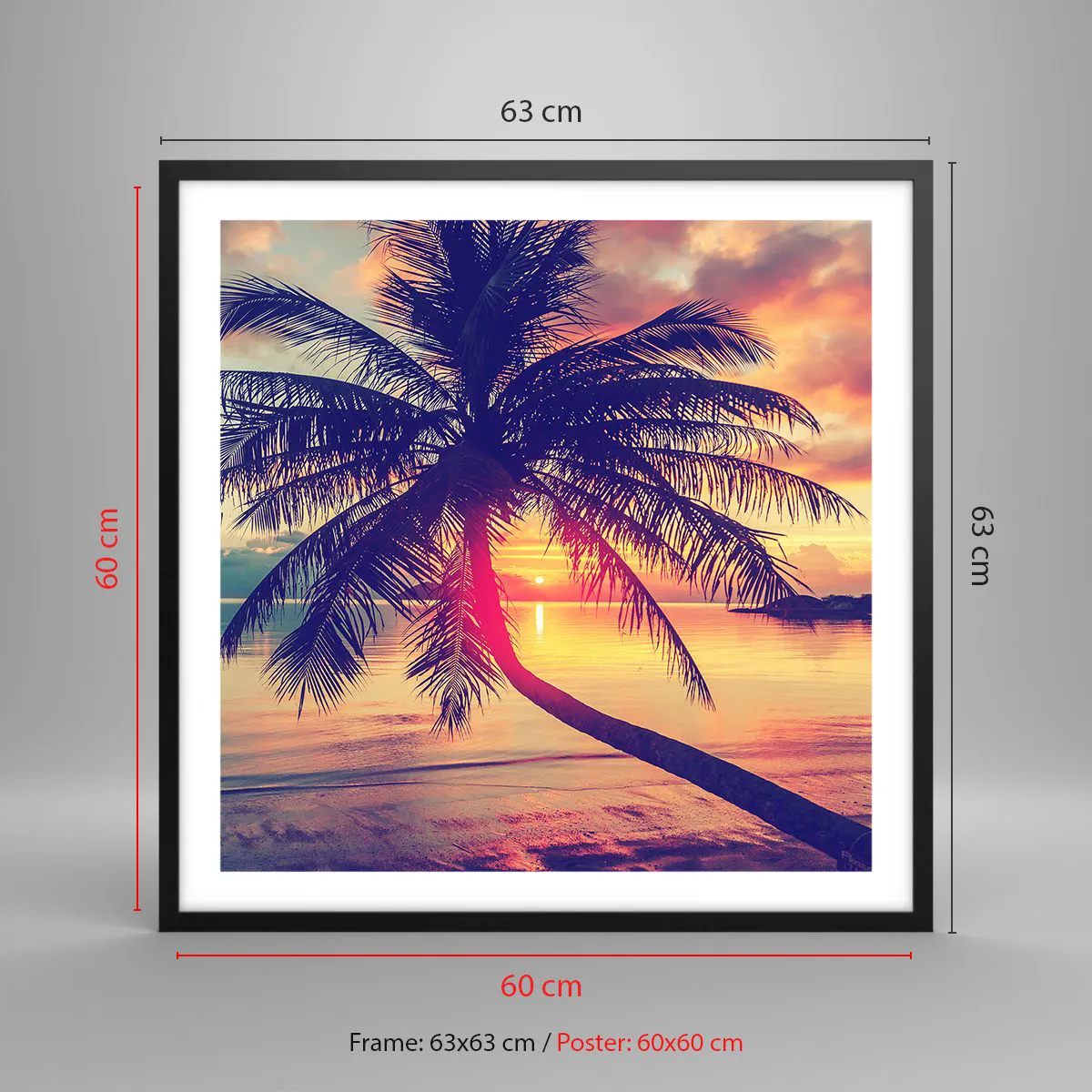 Plakat i sort ramme - En aften under palmerne - 60x60 cm