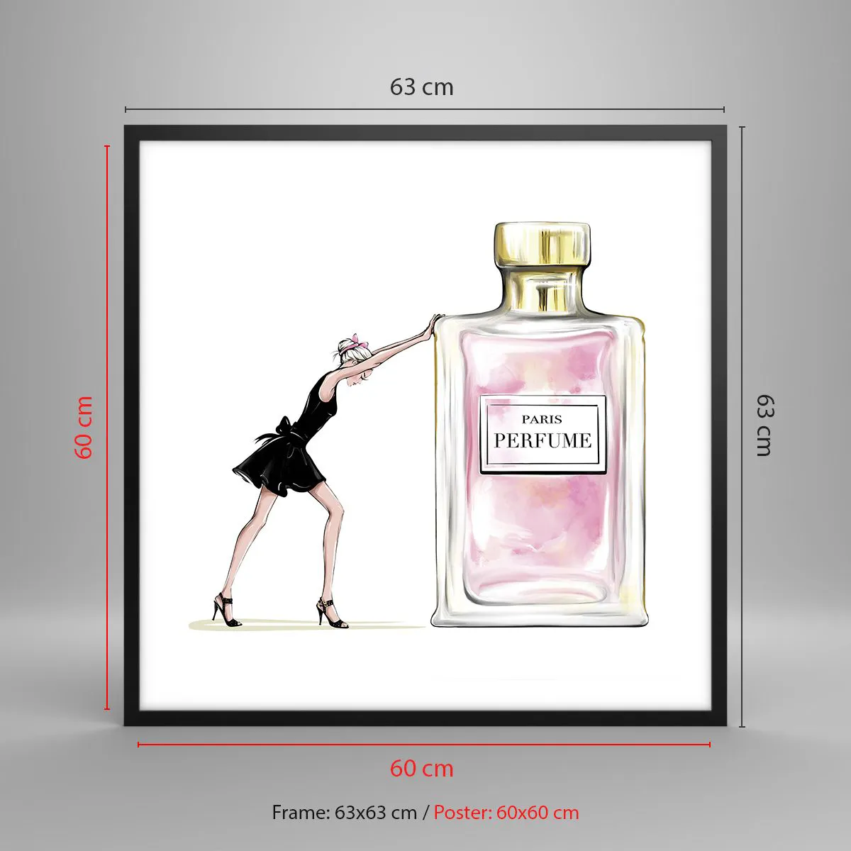 Poster in einem schwarzem Rahmen - Essenz der Weiblichkeit - 60x60 cm