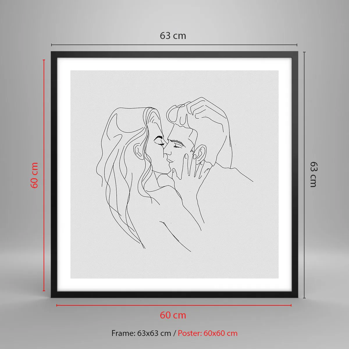 Plakat i sort ramme - I samme linje - 60x60 cm