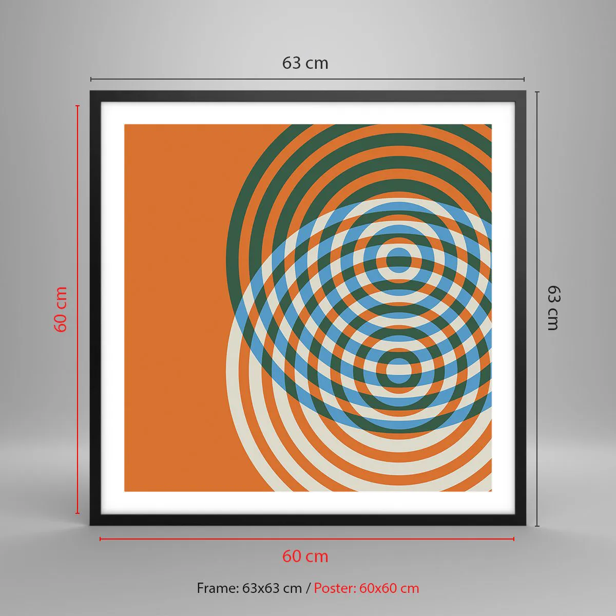 Affiche dans un cadre noir - Poster - Variation circulaire abstraite - 60x60 cm