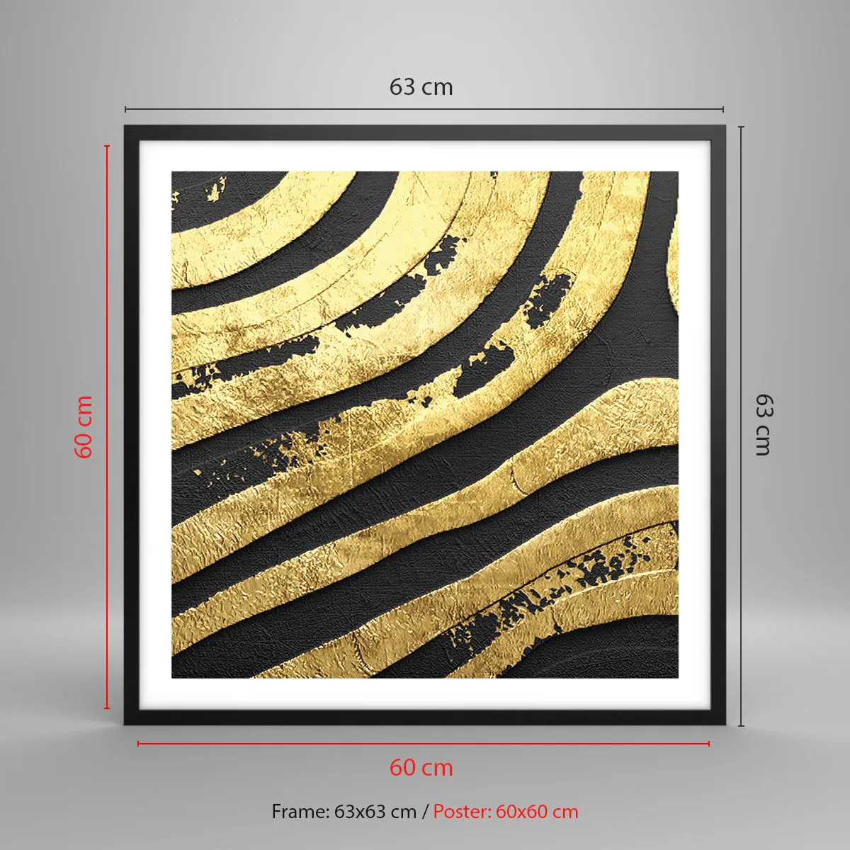 Póster en marco negro - Todo fluye - 60x60 cm