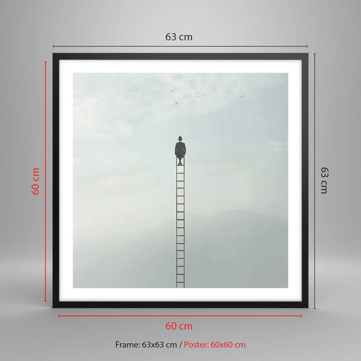 Affiche dans un cadre noir - Poster - Se soulever au-dessus - 60x60 cm