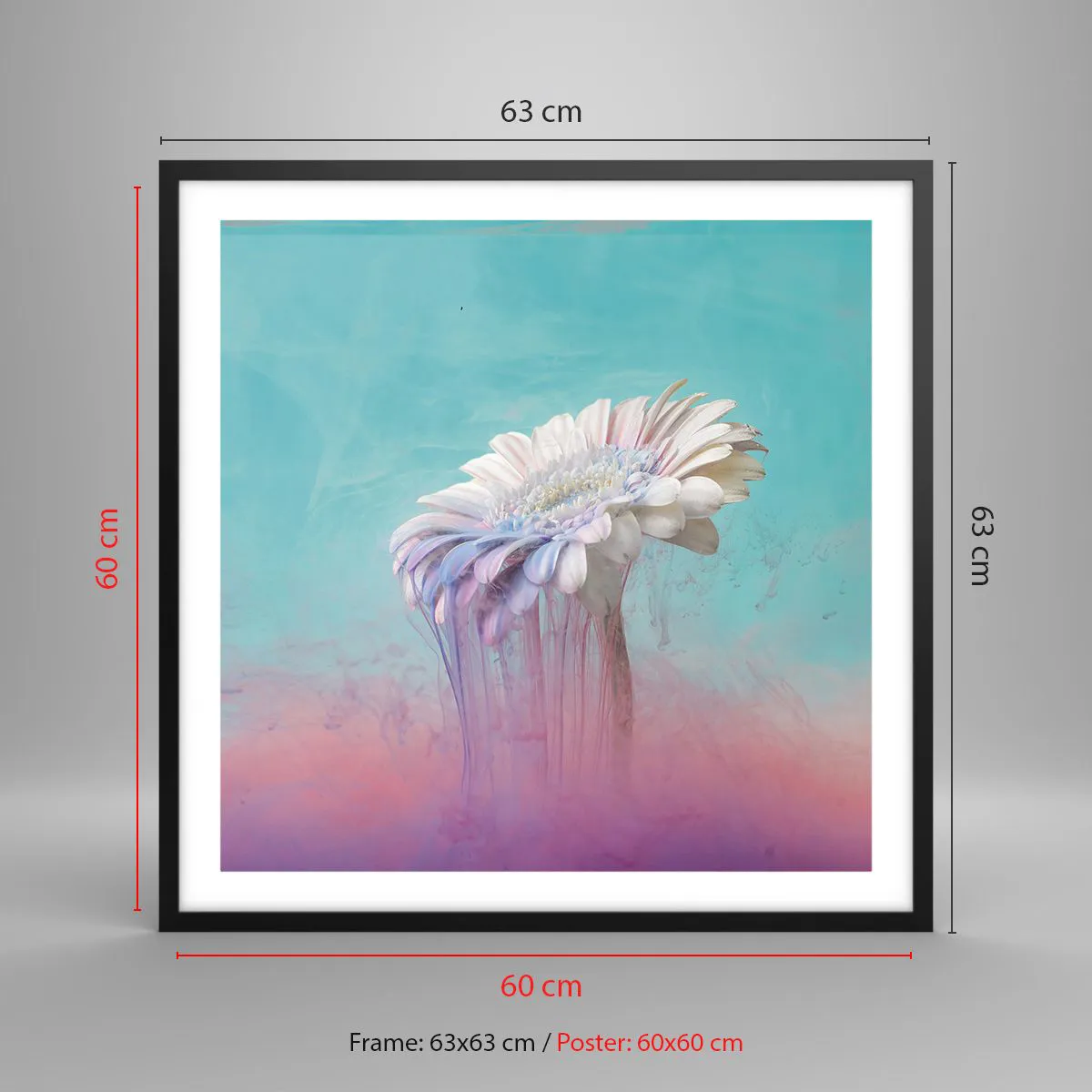 Plakat i sort ramme - Blomster efter døden - 60x60 cm