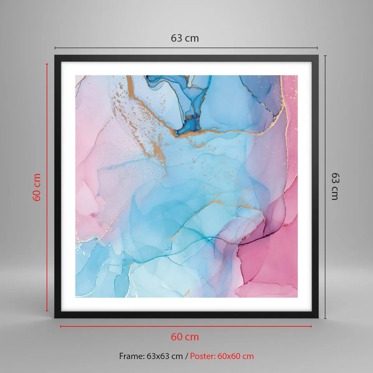 Plakat i sort ramme - Møde og gennemtrængning - 60x60 cm