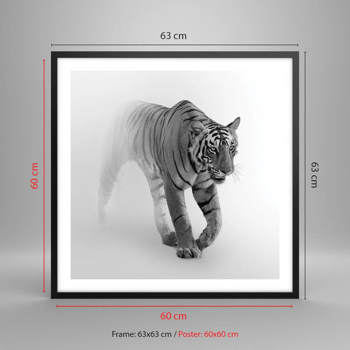 Poster in cornice nera - Incantato nella nebbia - 60x60 cm