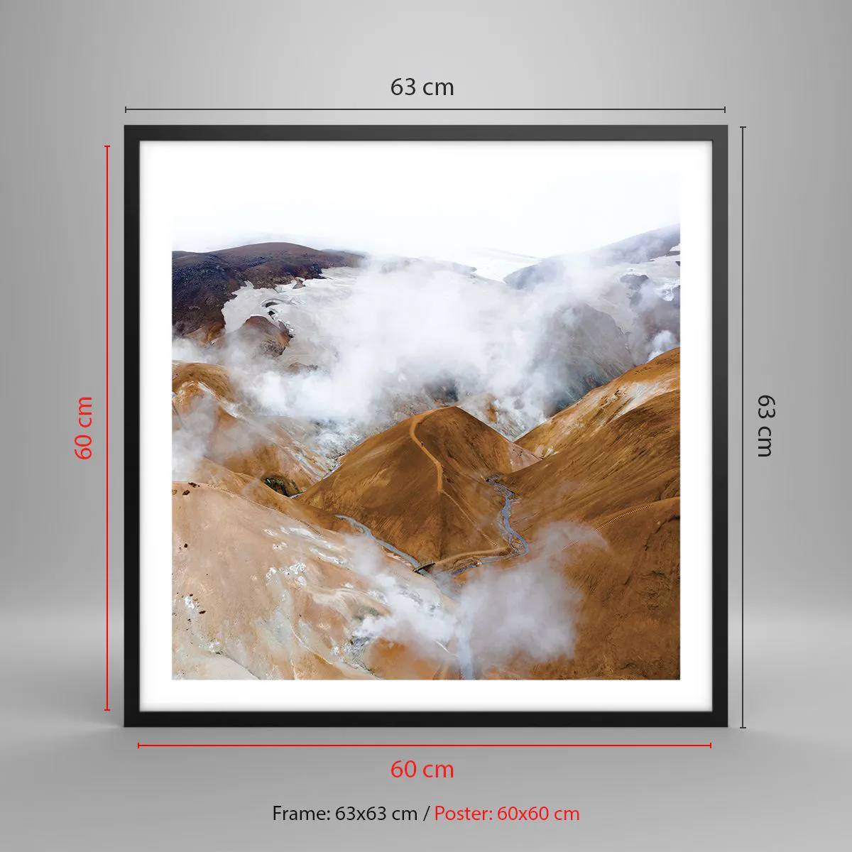 Poster in einem schwarzem Rahmen - Islands rohe Schönheit - 60x60 cm