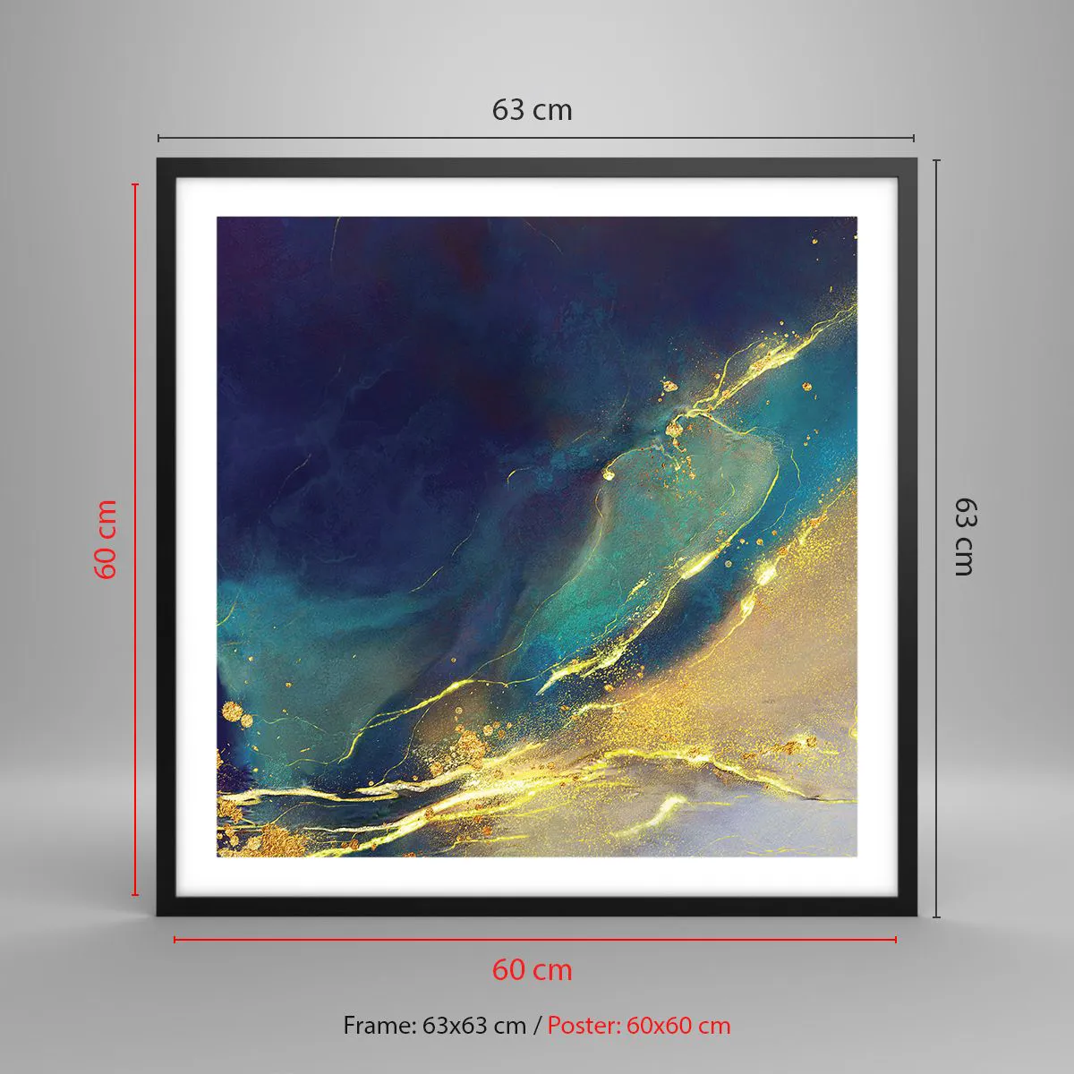 Plakat i sort ramme - Gylden marsk - 60x60 cm