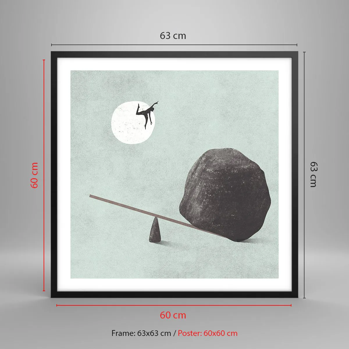 Plakat i sort ramme - En drøm går i opfyldelse - 60x60 cm