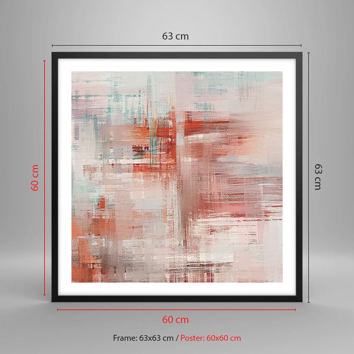 Plakat i sort ramme - Diset. Hvor er dog det lyserødt - 60x60 cm