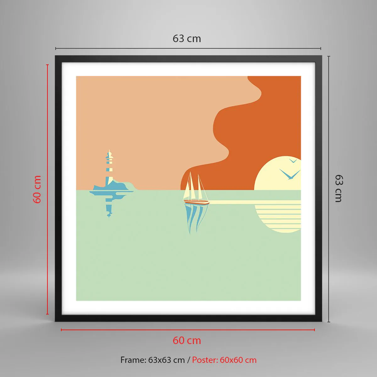 Plakat i sort ramme - Det perfekte havlandskab - 60x60 cm