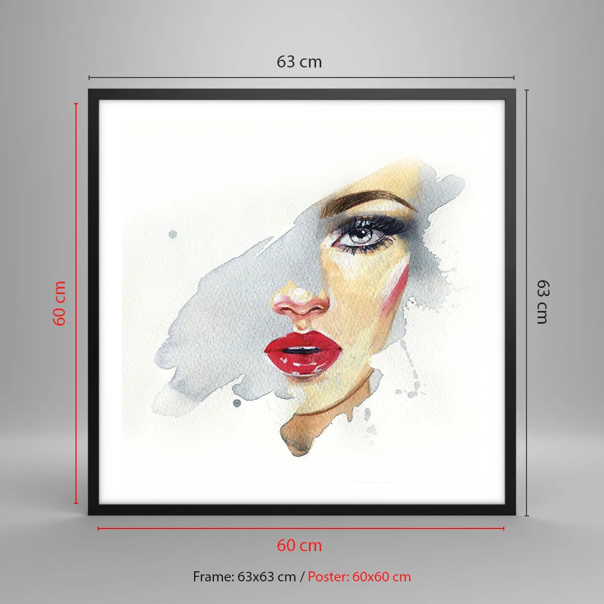 Poster in einem schwarzem Rahmen - Abspiegeln in einem Wassertropfen - 60x60 cm