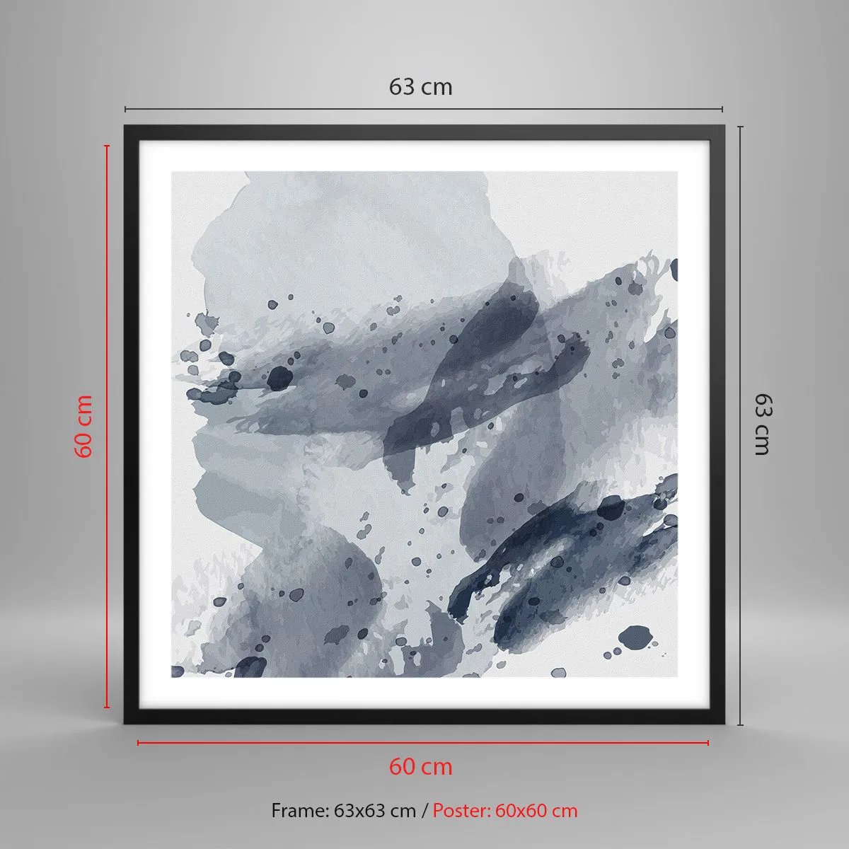 Plakat i sort ramme - En undersøgelse af vandets natur - 60x60 cm