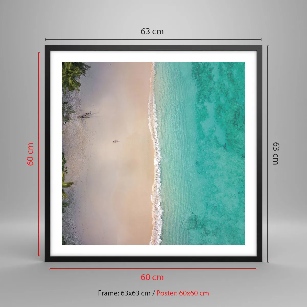 Plakát v černém rámu - Rajská pláž - 60x60 cm