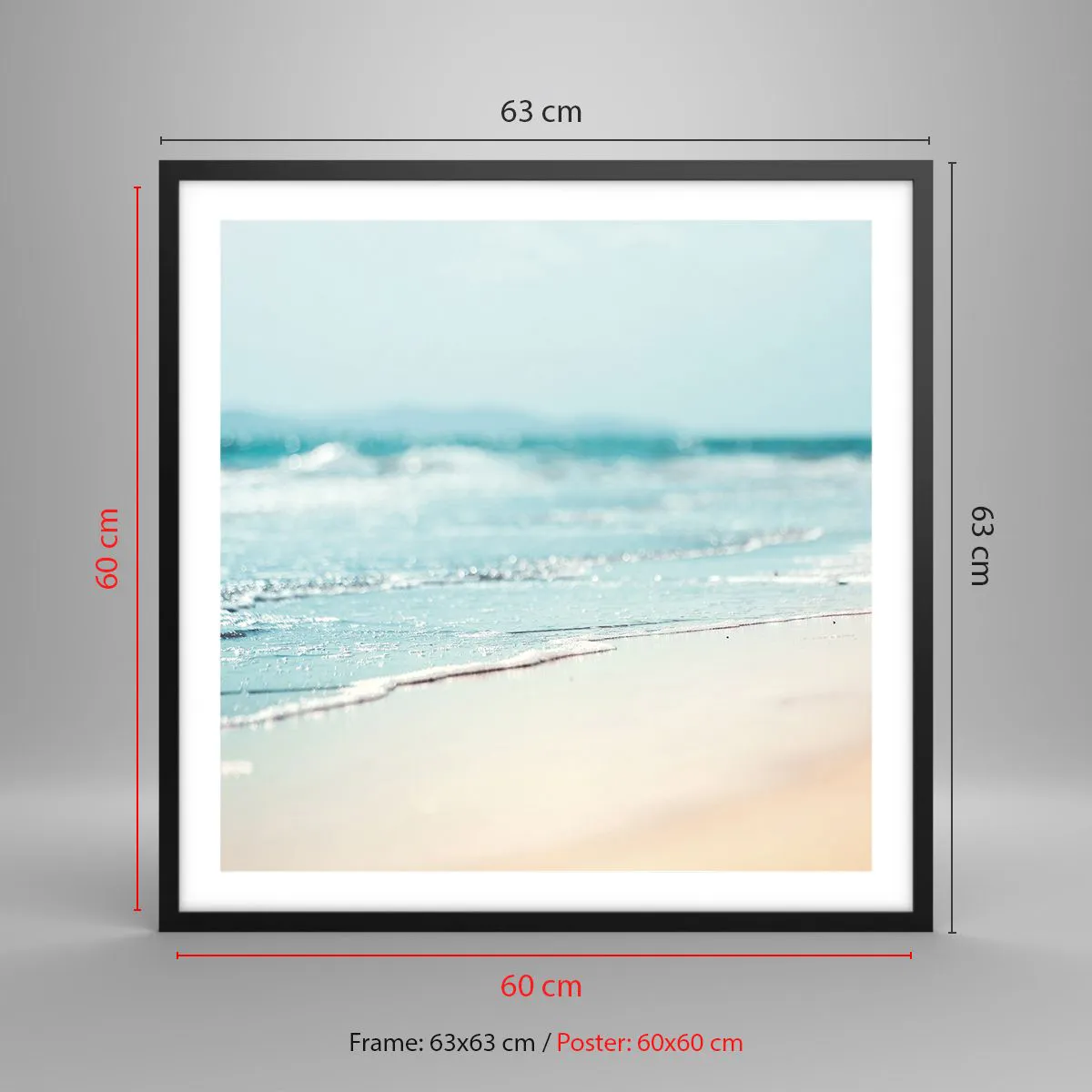 Pôster com moldura preta - Calor e ruído - 60x60 cm