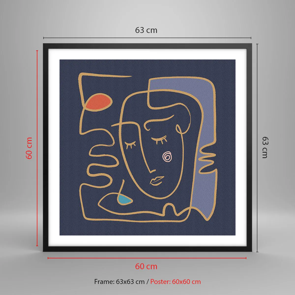 Poster in einem schwarzem Rahmen - In Gedanken - 60x60 cm