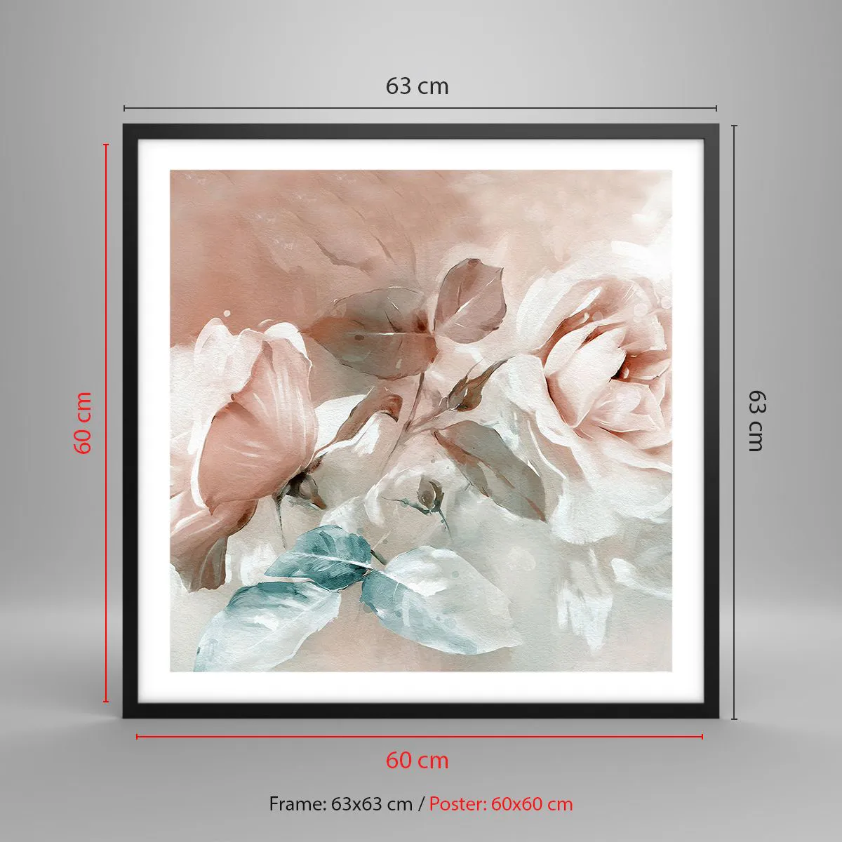 Affisch i svart ram - Romantikens anda - 60x60 cm