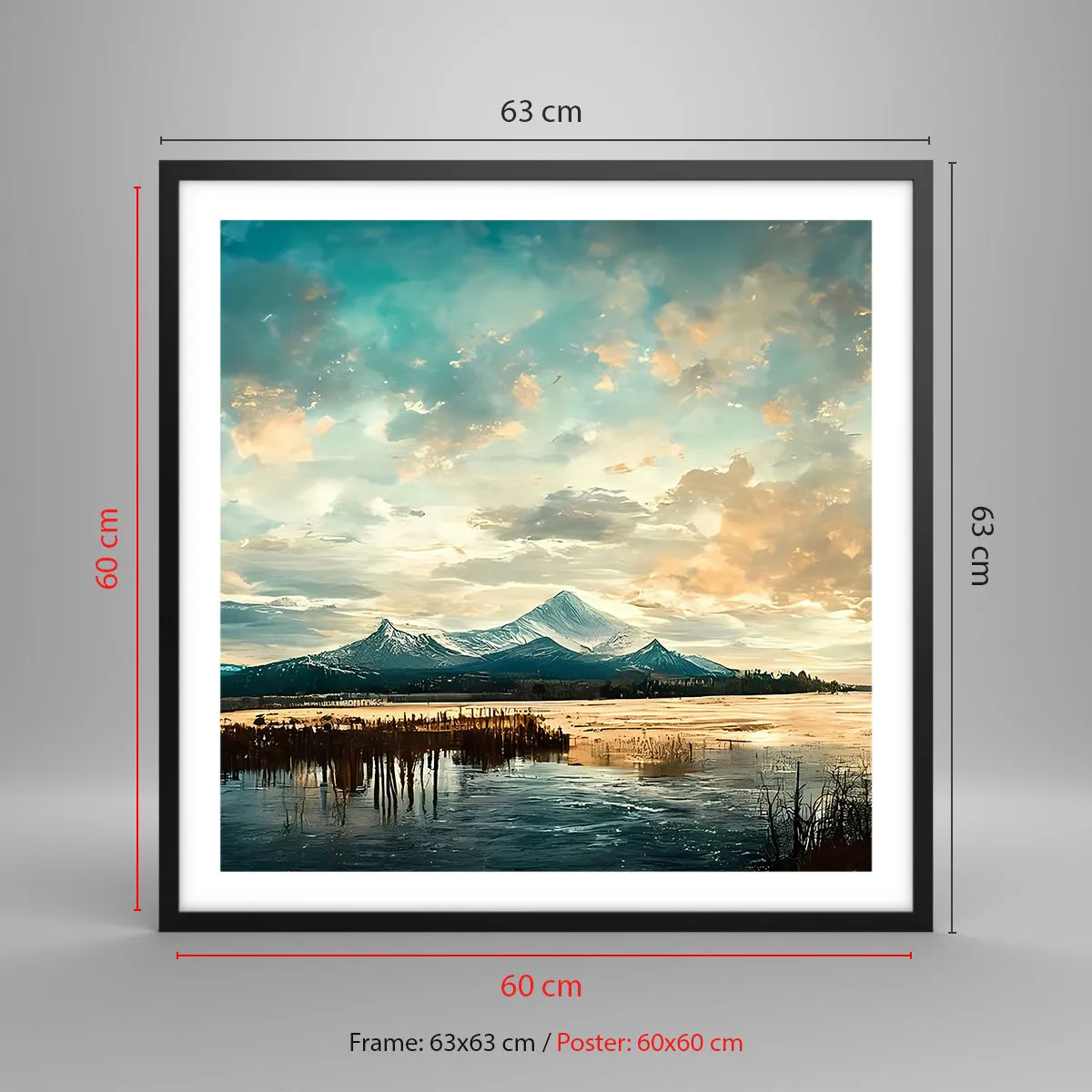 Pôster com moldura preta - Sob a proteção do céu - 60x60 cm