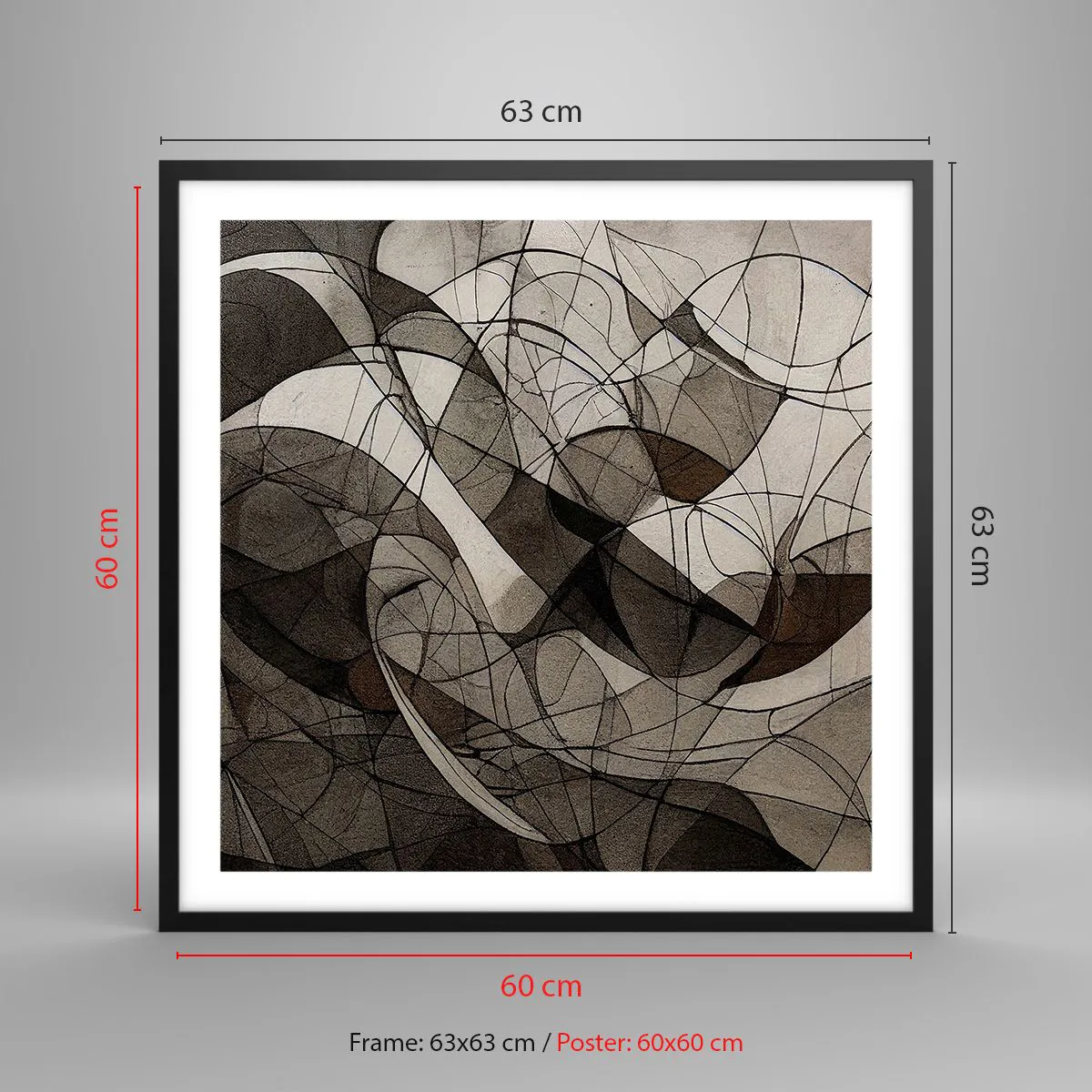 Plagát v čiernom ráme - Obeh farieb Zeme - 60x60 cm