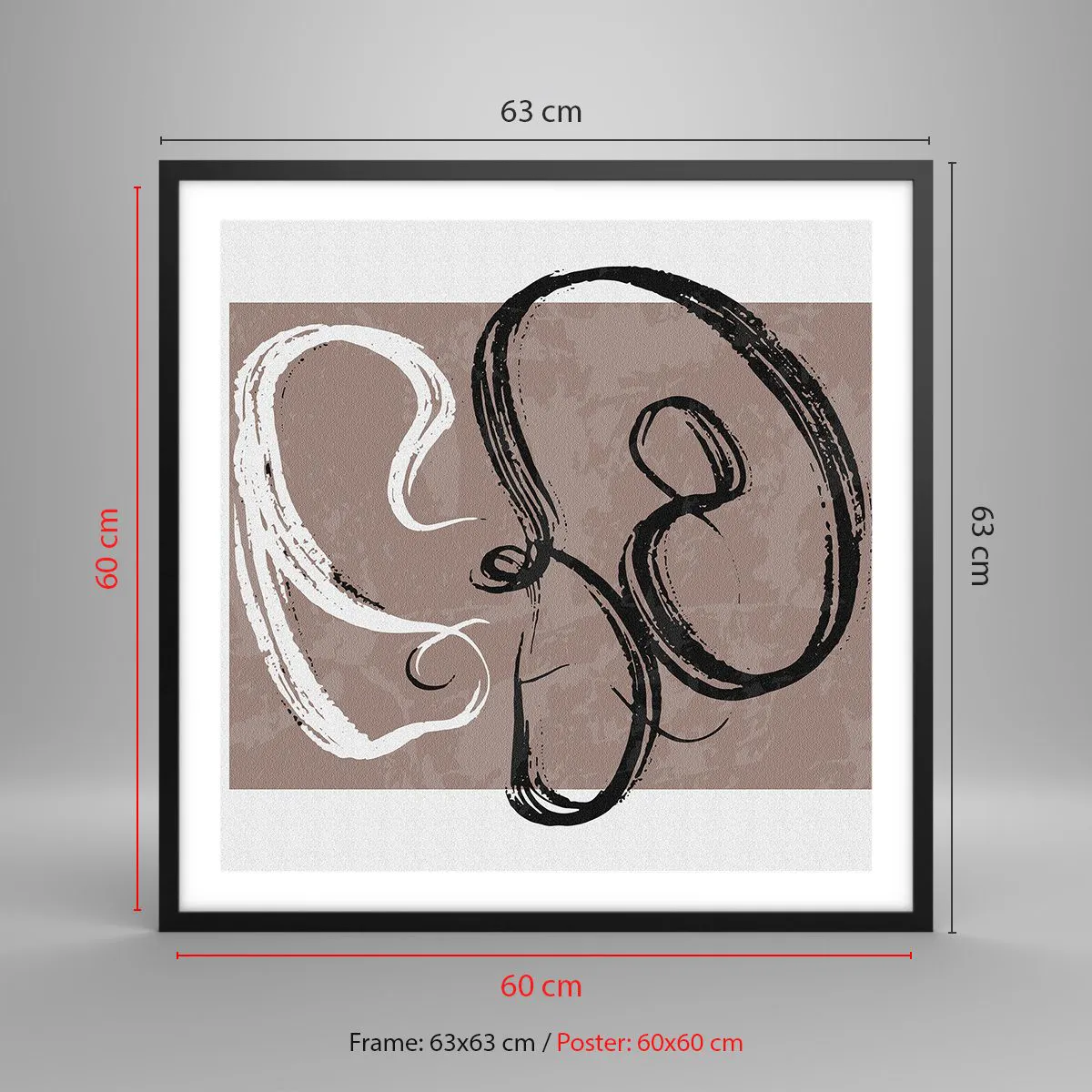 Affiche dans un cadre noir - Poster - Composition – la recherche de la plénitude - 60x60 cm