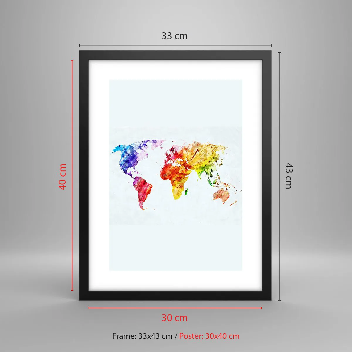 Poster in cornice nera - Tutti i colori del mondo - 30x40 cm