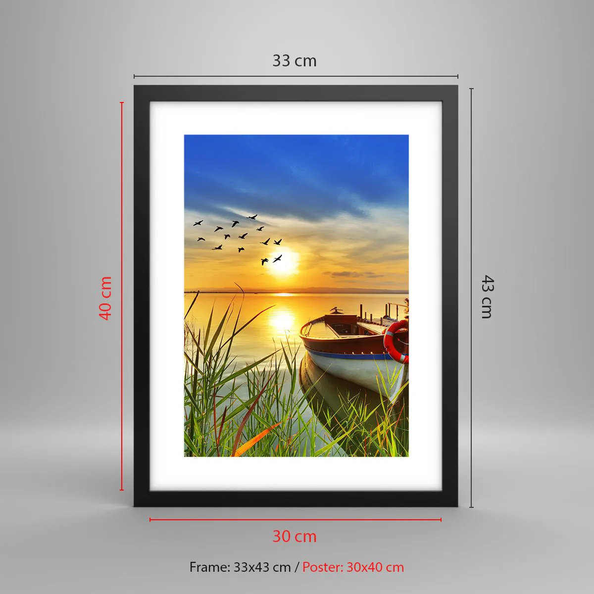 Poster in cornice nera - I cormorano volano già via - 30x40 cm