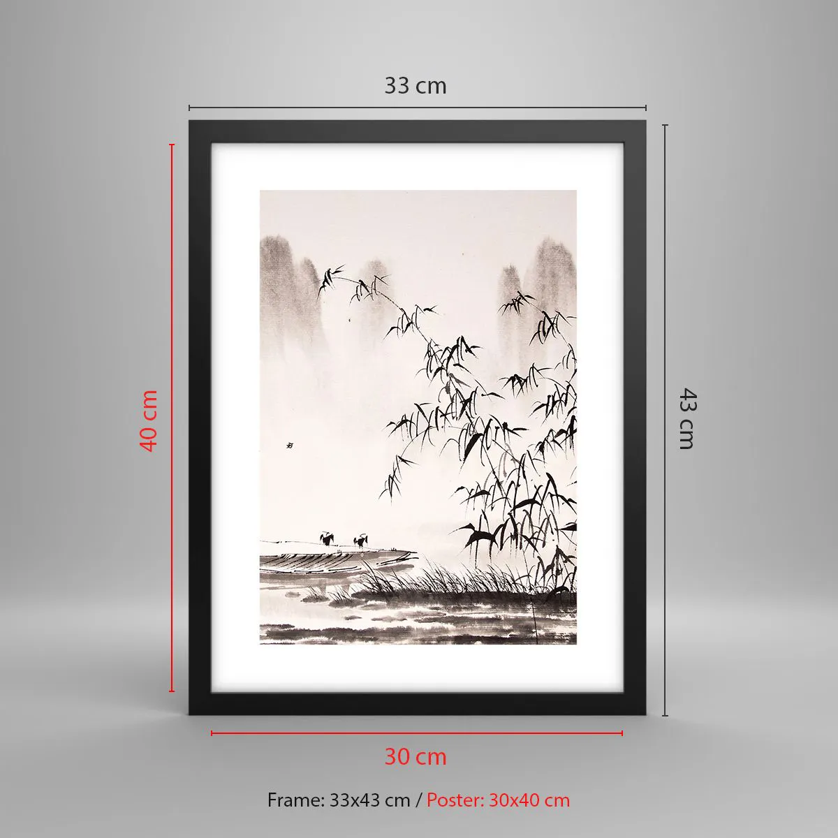 Poster in cornice nera - Il silenzio dei campi di riso - 30x40 cm