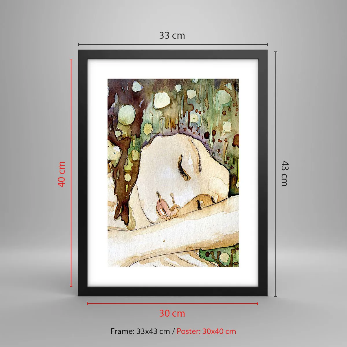 Poster in einem schwarzem Rahmen - Ein smaragd-violetter Traum - 30x40 cm