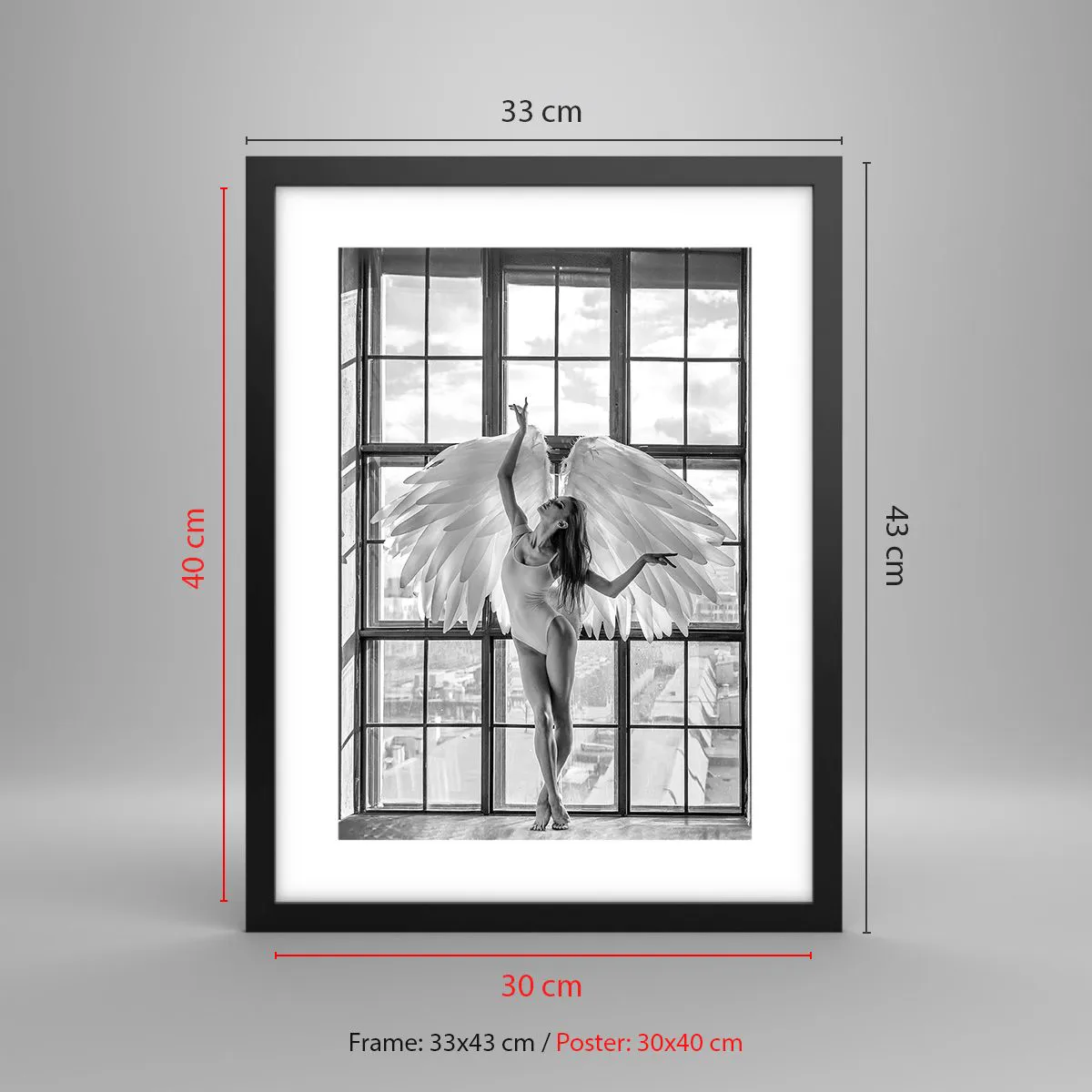 Poster în ramă neagră - Orașul îngerilor dansatori? - 30x40 cm