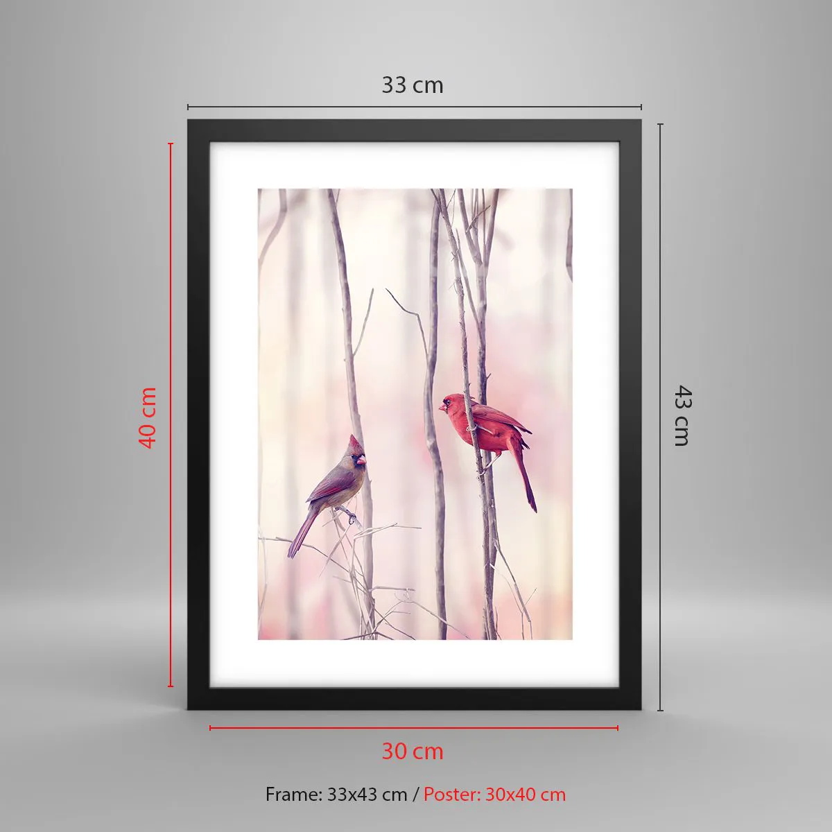 Poster in een zwarte lijst - Verhaal van het roze woud - 30x40 cm