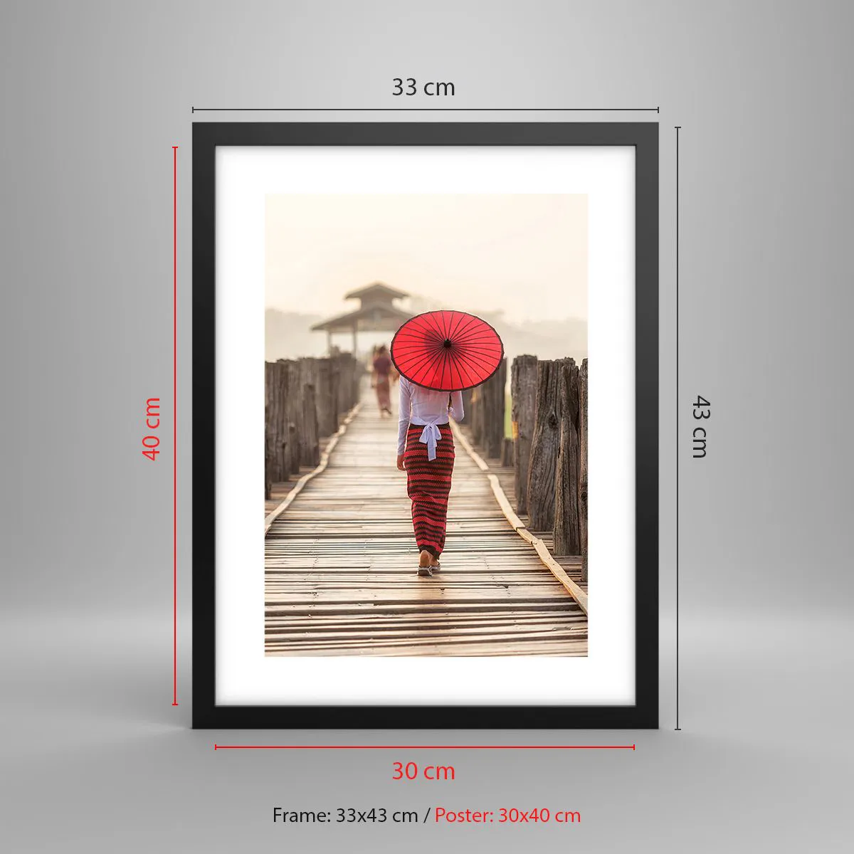 Affiche dans un cadre noir - Poster - Sur le vieux pont - 30x40 cm