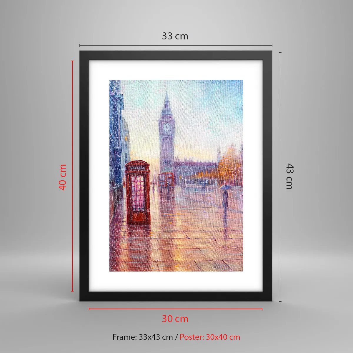 Póster en marco negro - Un día de otoño en Londres - 30x40 cm
