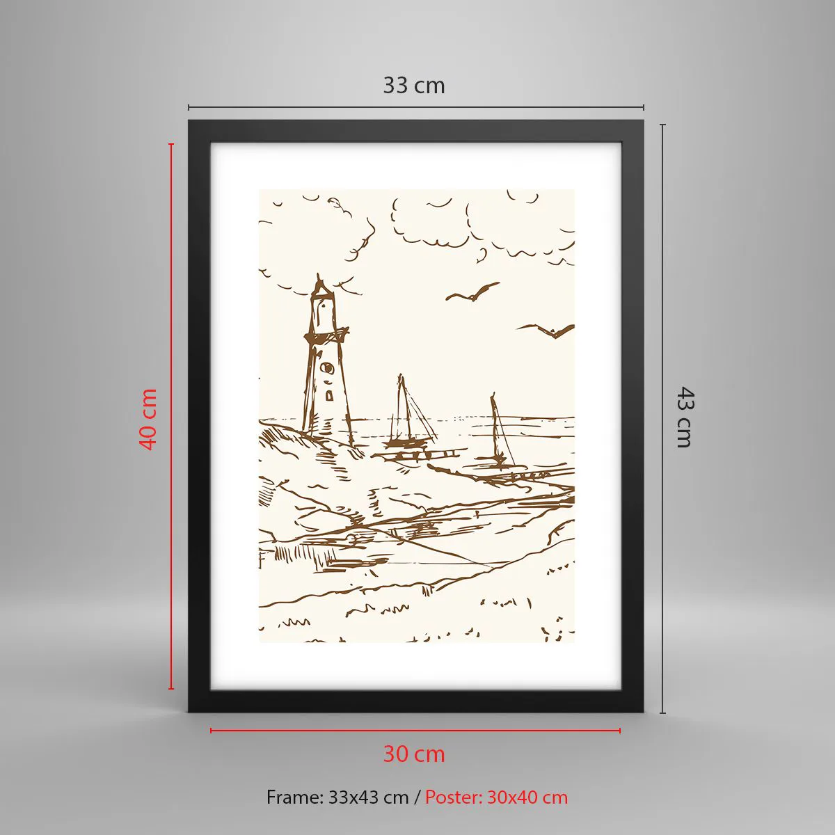 Plakat i sort ramme - Oversigt over sommerminder - 30x40 cm