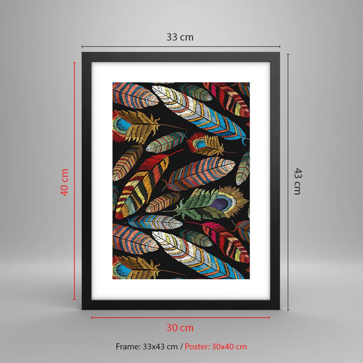 Plakat i sort ramme - Fuglekarneval - 30x40 cm