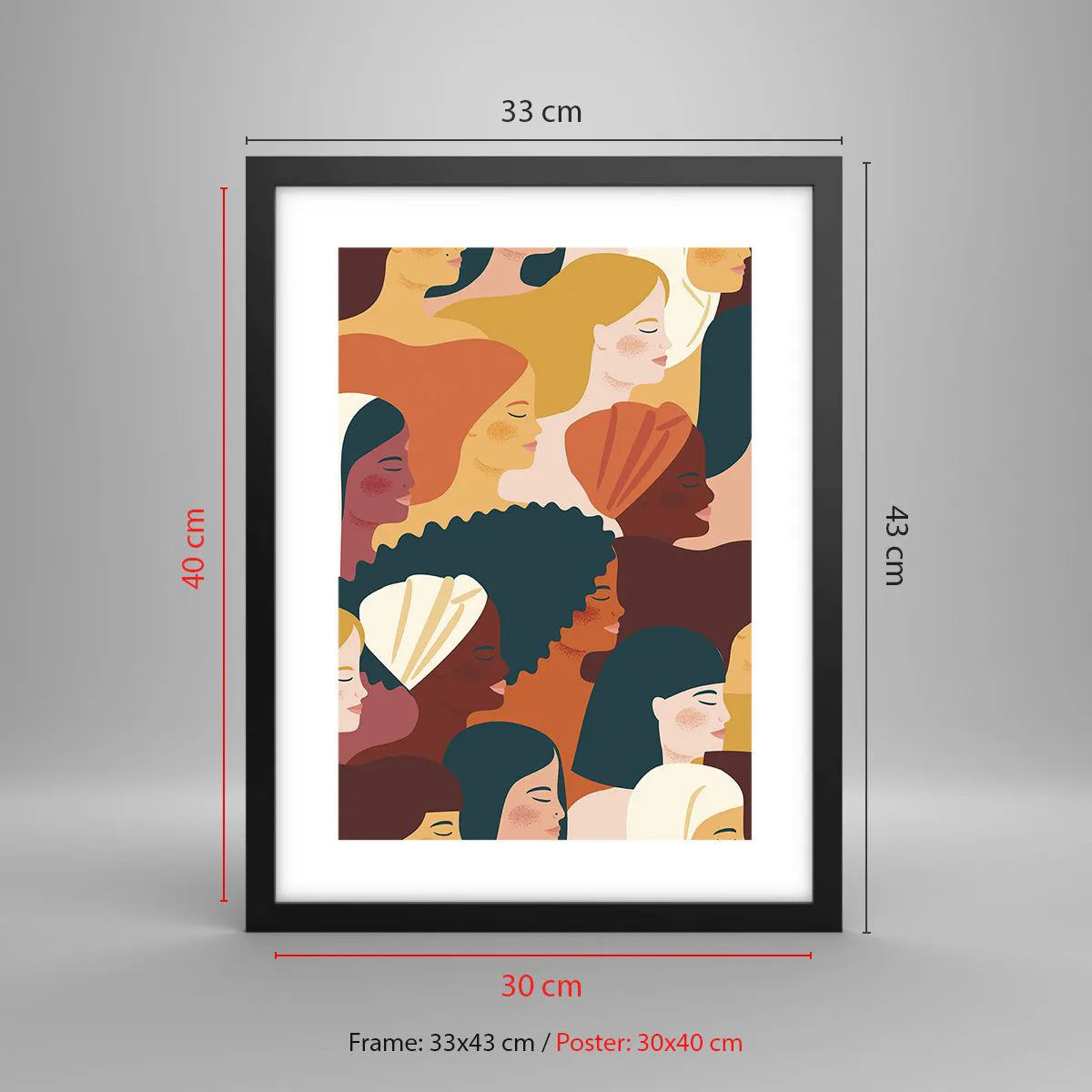 Affiche dans un cadre noir - Poster - Uniquement la féminité - 30x40 cm