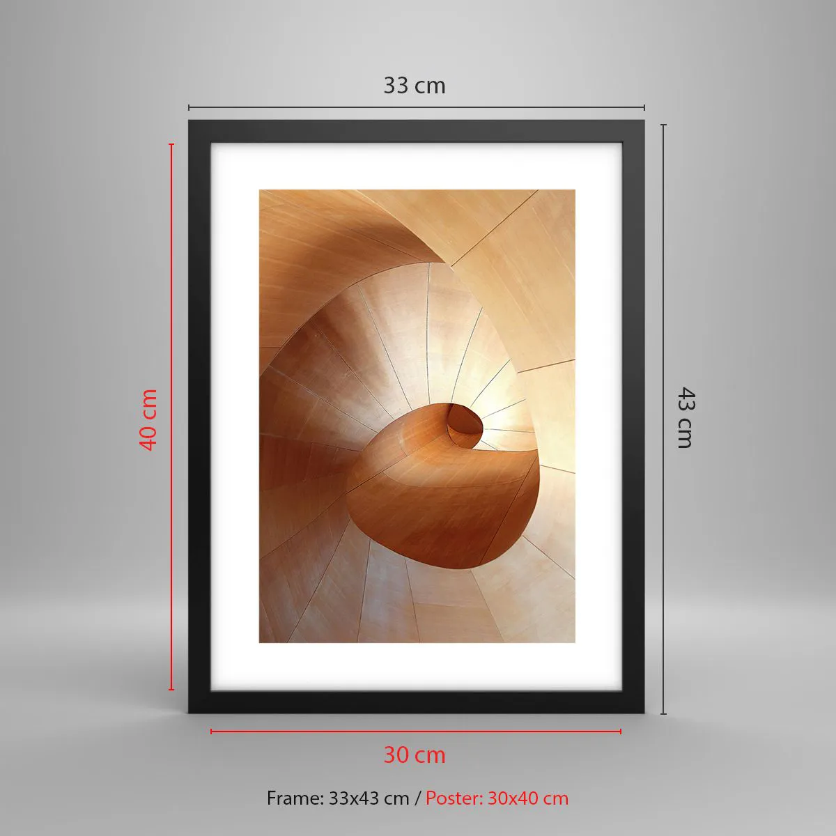 Affiche dans un cadre noir - Poster - Serpentin architectural - 30x40 cm