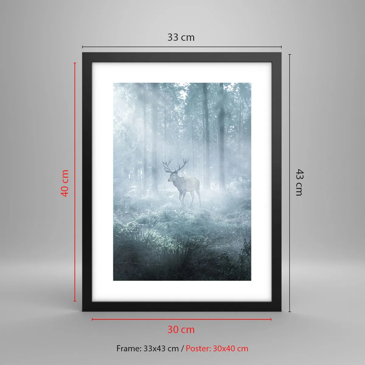 Plakat i sort ramme - Morgenvandring rundt på godset - 30x40 cm