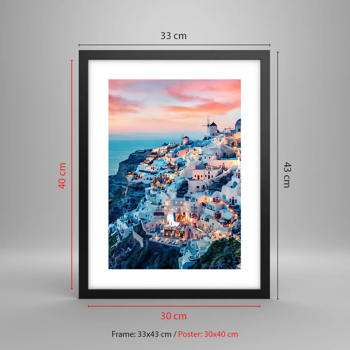 Plakat i sort ramme - Din store græske ferie - 30x40 cm