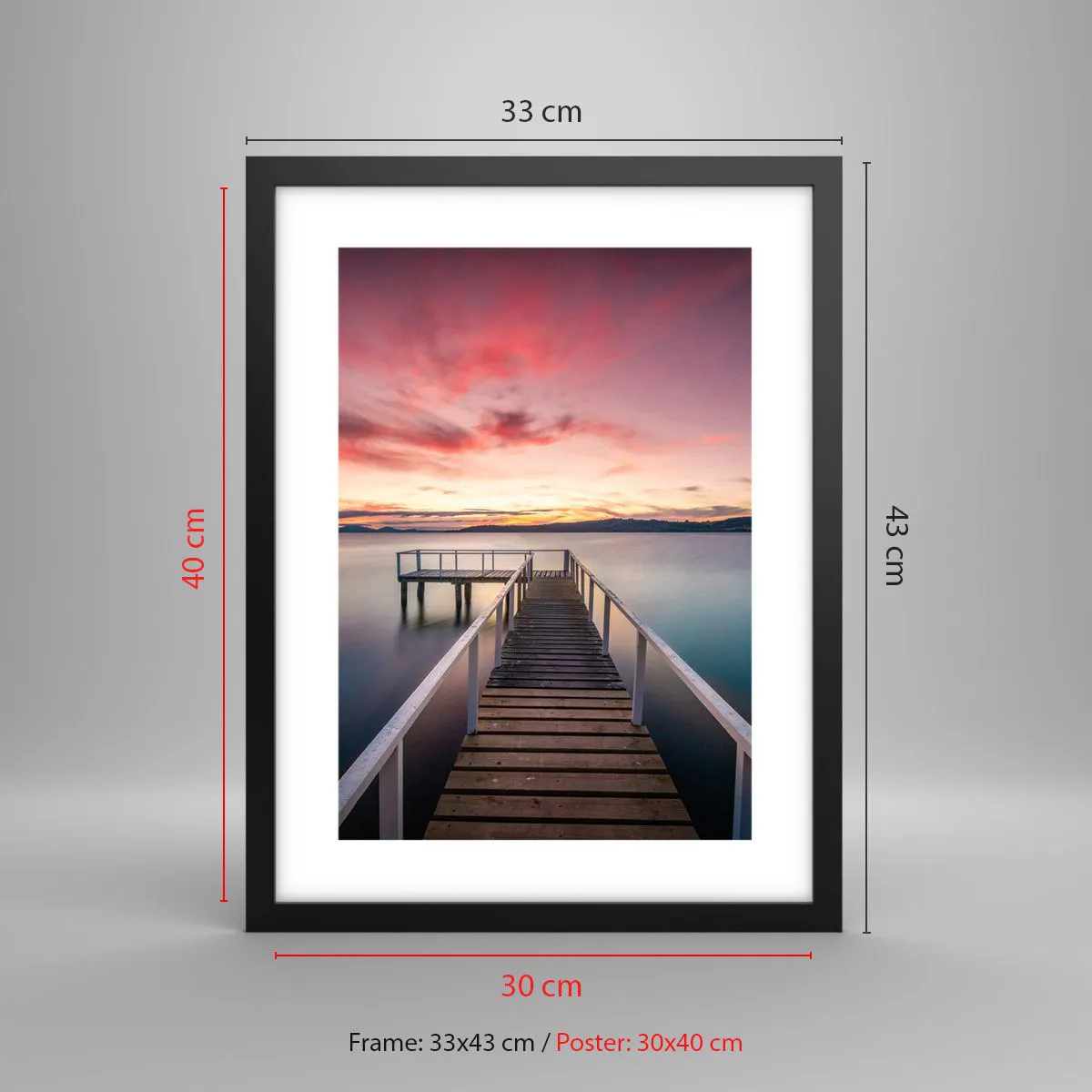 Plakat i sort ramme - Aftenens blide flamme - 30x40 cm