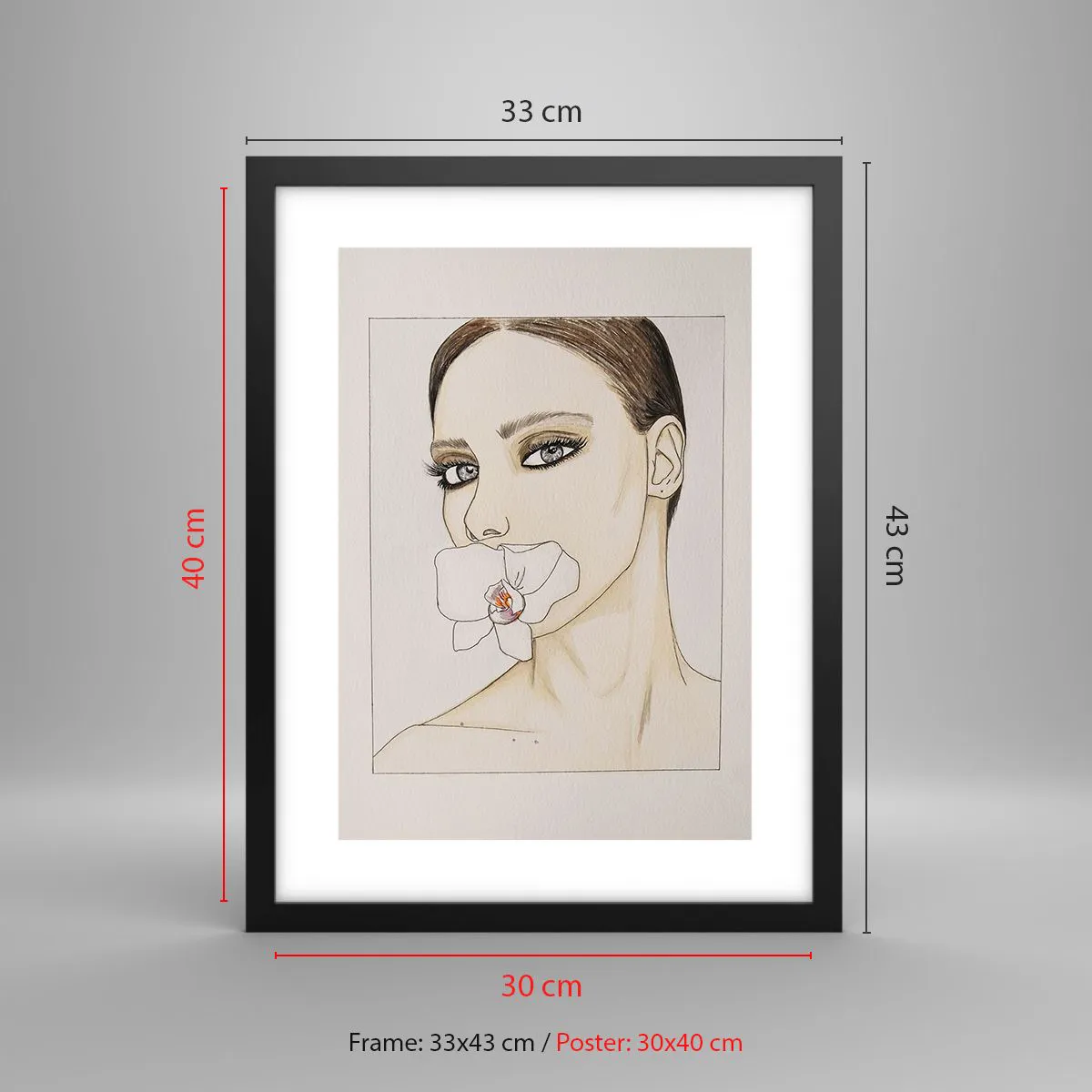 Affiche dans un cadre noir - Poster - Symbole de l'élégance et de la beauté - 30x40 cm