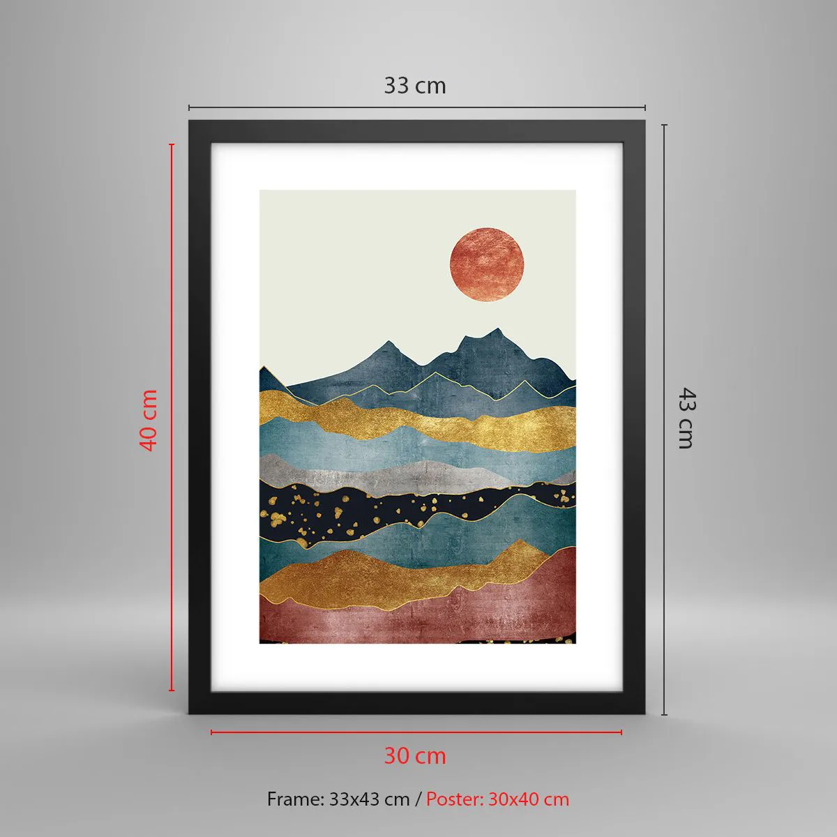 Plakat w czarnej ramie - Przekrój świata - 30x40 cm