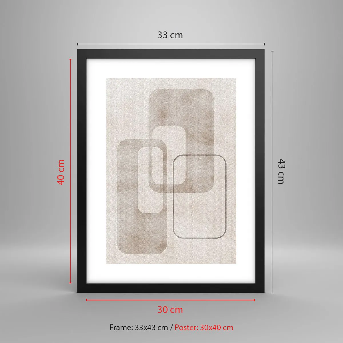 Plakat i sort ramme - Geometrisk fuga - 30x40 cm